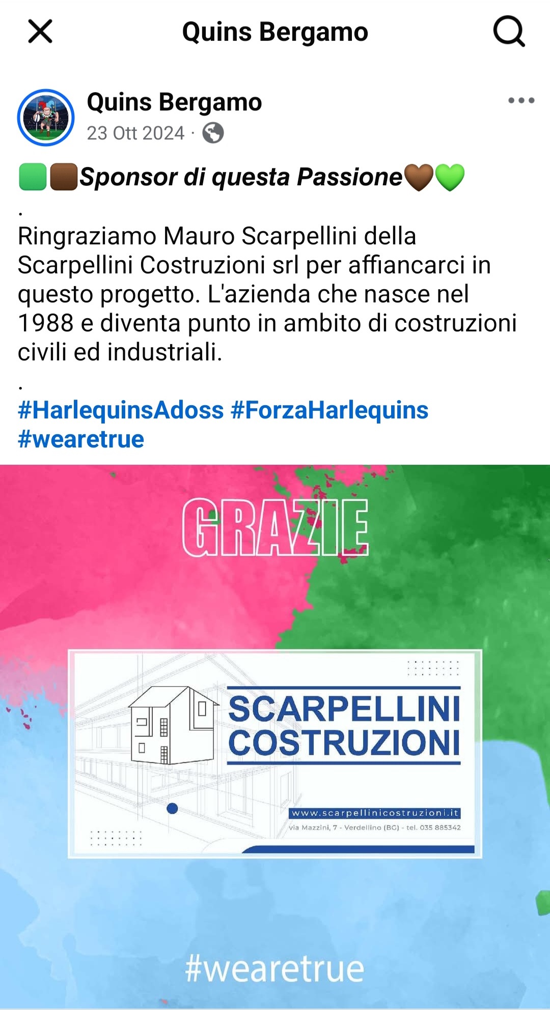 Harlequins rugby club Bergamo